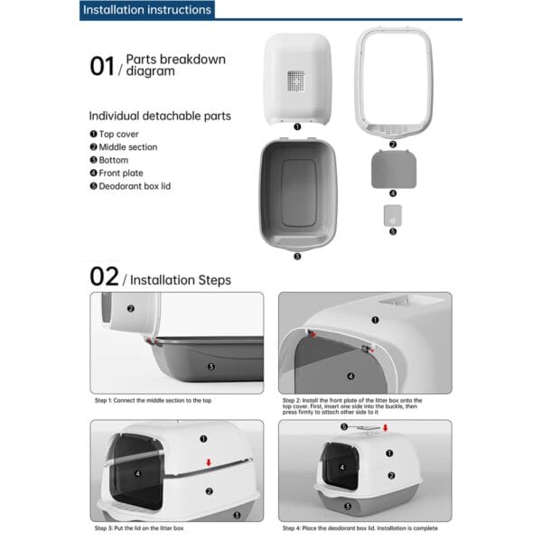 5789-4 Λεκάνες Υγιεινής Uniq Τουαλέτα Γάτας Kittycabin Comfort Κλειστή με Φτυαράκι Γκρι