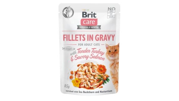 Υγρή Τροφή Brit Care® Cat Pouches Fillets In Gravy Turkey & Salmon 85gr