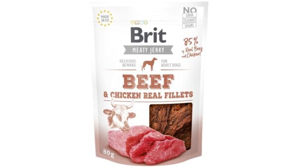 Brit® Dog Snack Jerky Real Fillets Beef 80gr Λιχουδιές Για Σκύλους Brit® Dog Snack Jerky Real Fillets Beef 80gr