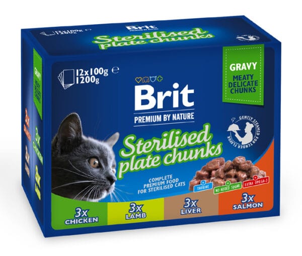 Υγρή Τροφή Brit Premium By Nature® Cat Pouches Family Sterilised 12x100gr