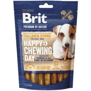 Λιχουδιές Για Σκύλους Brit Premium By Nature® Dog Collagen Sticks Happy Chewing Day with Tumeric & Peanut Butter 50gr 7τμχ