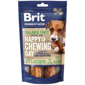 Λιχουδιές Για Σκύλους Brit Premium By Nature® Dog Collagen Tubes Happy Chewing Day with Tumeric & Peanut Butter 60gr 2τμχ