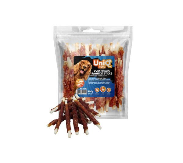 Uniq 500gr Λιχουδιά για Σκύλους Στικς με Δέρμα Τυλιγμένο με Πάπια