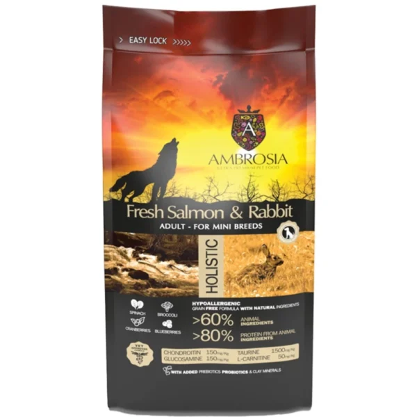 AMBROSIA GRAIN FREE ADULT MINI SENSITIVE FRESH SALMON & RABBIT