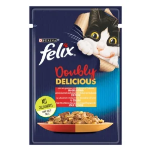 Υγρή Τροφή FELIX DOUBLY DELICIOUS σε Ζελέ Βοδινό με Πουλερικά 85GR
