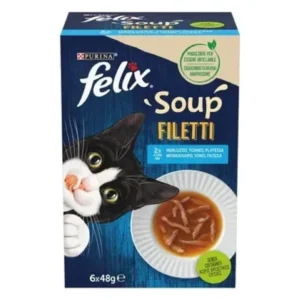Υγρή Τροφή Felix Soup Time Fillet Πολυσυσκευασία με ΜΠΑΚΑΛΙΑΡΟ, ΤΟΝΟ & ΓΛΩΣΣΑ 48gr