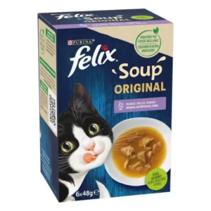 Υγρή Τροφή FELIX SOUP TIME Original Πολυσυσκευασία με Βοδινό, Κοτόπουλο & Τόνο (6x48g)