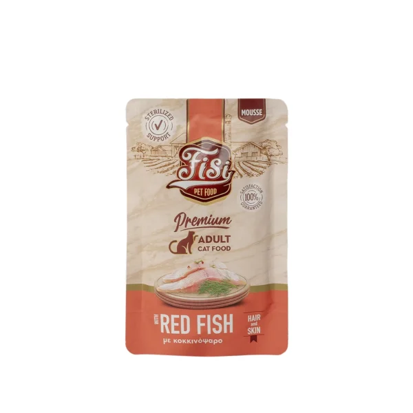 FISI CAT ADULT ΚΟΚΚΙΝΟΨΑΡΟ HAIR & SKIN 80gr Υγρή Τροφή FISI CAT ADULT ΚΟΚΚΙΝΟΨΑΡΟ HAIR & SKIN 80gr