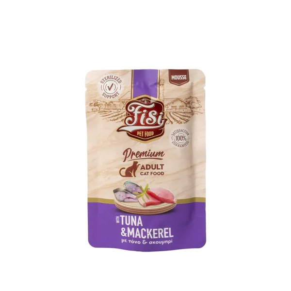 FISI CAT ADULT TONOΣ & ΣΚΟΥΜΠΡΙ 80gr Υγρή Τροφή FISI CAT ADULT TONOΣ & ΣΚΟΥΜΠΡΙ 80gr