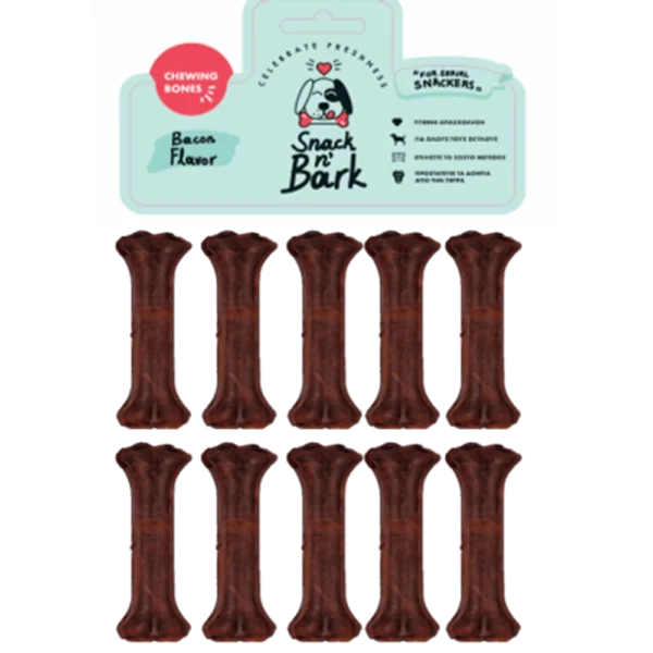 Snack n' Bark Bone pressed with flavor bacon 8cm 20gr 10τμχ Λιχουδιές Για Σκύλους Snack n' Bark Bone pressed with flavor bacon 8cm 20gr 10τμχ