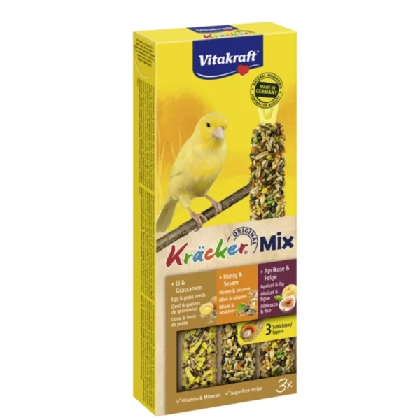 VITAKRAFT KRACKER TRIO για Καναρίνια με Αυγό, Βερύκοκο & Μέλι 3sticks Σνάκς Vitakraft Kracker Trio για Καναρίνια με Αυγό, Βερύκοκο & Μέλι 3 Sticks