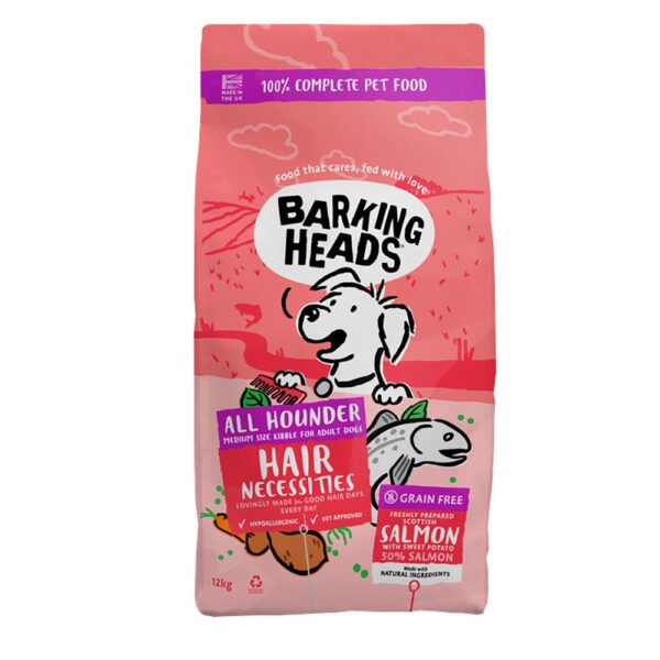 Barking Heads Ξηρά Τροφή Σκύλου All Hounder Hair Necessities Adult με Σολομό 12kg