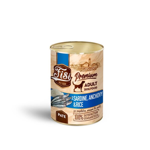 fisi-dog-adult-gayros-me-sardela-se-pate-12x400gr-fs504.jpg FISI Dog Adult Γαύρος με Σαρδέλα σε Πατέ 400gr