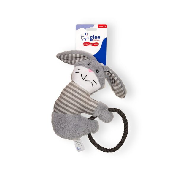 GLEE Bunny Grey Hoop Rope Squeaky